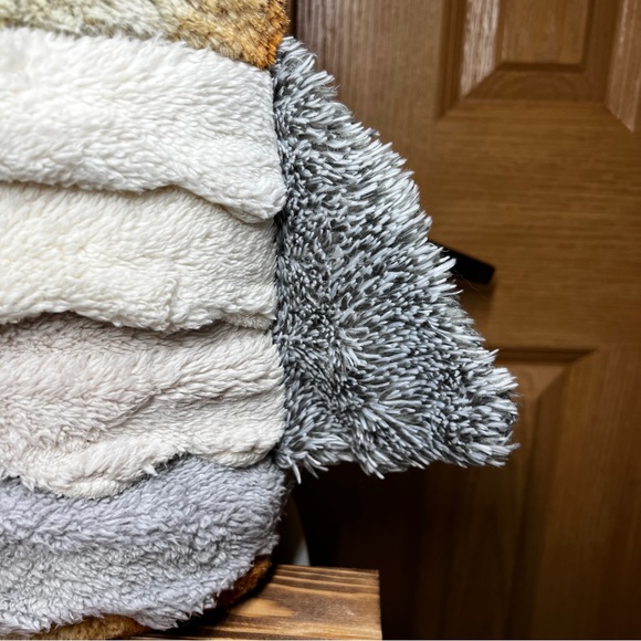 Mixed Media Sensory Textured Plush Owl 19” Corduroy Knit Tweed Pillow - Picture 10 of 13